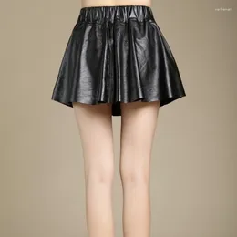Skirts Women Sexy Mini Short Skirt Elastic Waist Sheepskin Real Leather Punk Metal Slim Fit A Line Genuine 4XL