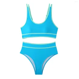 Women's Swimwear Sexy Plus Size Comfortable Fashion Split Beach Seaside With Bra Cushion Summer Swimsuit Teen Girl Swimming Suit