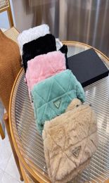 Women Letter P Designer Lambs Wool Crossbody Bag Fur Shopping Shoulder Handbags Lady039s Lambswool Handbag With Coin Purse Luxu4873040