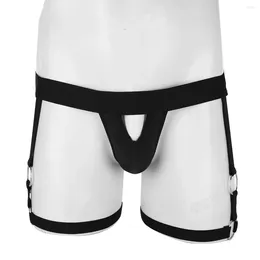 Underpants Men Sexy Erotic Lingerie Open BuJockstrap G-string Hollow Out Briefs Gay Fetish Underwear Leg Garters Belt Panties