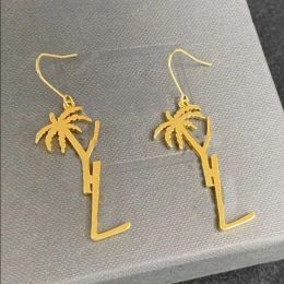 Stud Luxury Women Stud Earrings Designer Jewelry Palm Tree Dangle Pendant 925 Silver Earring Y Party Studs Gold Hoops Engagement For Pe