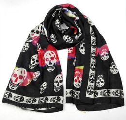 Pure Silk Skull Scarf Women Spring Autumn Luxury Soft Foulard Silk Shawls Scarves For Ladies Oversized 18090cm9444760