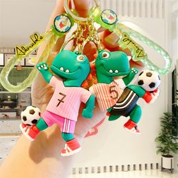 Creative funny cartoon football dinosaur doll cute style keychain personality bag pendant car keychain doll machine blind box gift for boys and girls