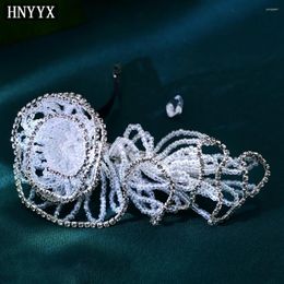 Hair Clips HNYYX Crystal Rhinestone Pieces White Beaded Flowers Tiara Elegant Wedding Accessories Hairpins A109