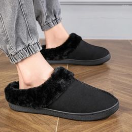 Slippers 2024 Men Women Thick Sole Winter Short Plush Warm Cotton Shoes For Woman Indoor Non Platform Couple Large Size