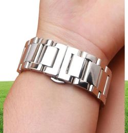 18mm 20mm 21mm 22mm 23mm 24mm Silver polished stainless steel metal Watch band strap Bracelet fashion butterfly buckle clasp watch3977152