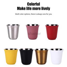 Mugs 160ML 304 Espresso Mugs Stainless Steel Coffee Milk Water Drink Breakfast Cups Insulated Double Wall Dishwasher Safe Texture 240417