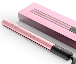 KIPOZI Professional Hair Striaghtener Instant Heating Flat Iron 2 In 1 Curling Tool with LCD Display 2201241619503