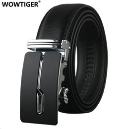 WOWTIGER Black Belt men's luxury designer automatic buckle Cowhide Leather Man business belts for men 240410
