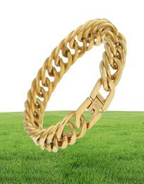 Link Chain TBTK 12mm15mm Width Classic Bangles Gold Simple Style Bracelet Miami Mens Wristband Jewlery Elegant Punk Trendy28347018318409