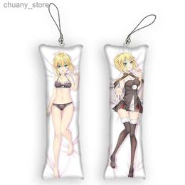 Keychains Lanyards 4x12cmFate Stay Night Altria Pendragon Dakimakura Mini Keychain Cute Anime KeyChain Decor Pendant Otaku Backpack Pendant Y240417