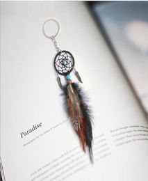 Mini Dreamcatcher Keychain Car Hanging Handmade Vintage Enchanted Forest Dream Catcher Net With Feather Decoration Ornament8001932