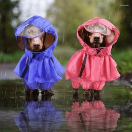 Dog Apparel Pet Dogs Rainsuit Reflective Stripe Rainwears Puppy Hooded Clothes Waterproof Jackets Outdoor Hiking B03E