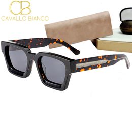 CB Acetate Sunglasses Mens Polarised Sun Glasses Frames Acetate Thick Square Optical Cellulose Black Tortoise Driving Fishing Vintage Retro CAVALLO BIANCO