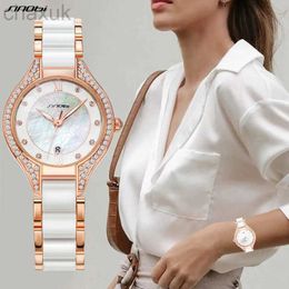 Wristwatches Sinobi Fashion Design Woman Watches Top Luxury Diamond Women Quartz New White Girl Gift Clock Relogio Feminino d240417