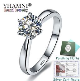 Sent Certificate Original 100 Solid 925 Sterling Silver Ring set 1 Carat 6mm CZ Diamant Wedding Rings for Women KPR0032837254