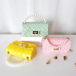 Shoulder Bags Fashion Bag Women's 2024 Summer Three Dimensional Woven Pattern Small Square Beautiful Pearl Hand Jelly