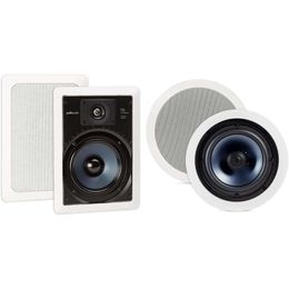 Enhance Your Sound System with RC85i 2-Way Premium In-Wall 8-Speakers (Pair) - Ideal for Indoor/Outdoor Use in Damp Environments - White Paintable Grille Included