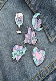 Enamel Pins Custom Moon Heart Wine Glass Brooch Lapel Badge Bag Cartoon Jewellery Gift for Kids Friends5629888