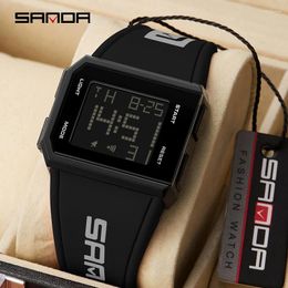 Wristwatches SANDA Fashion Men's Digital Watch Chronograph Sport Electronic Bracelet Waterproof Men Wristwatch Alarm Clock Mens Watches