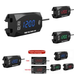 New Motorycycle 2 in 1 Multifunction Time DC 6V-30V Voltmeter Clock IP67 Waterproof with LED Panel Digital Display for Car