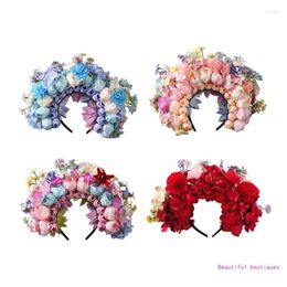 Hair Clips Double Side Flower Headband Mexica Rose Hairband Fashion Women Bride Accessory Bridal Garlands DropShip