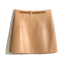 Skirts Womens High Waist Bodycon Mini Short Genuine Leather Skirt