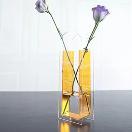 Vases Home Decor Vase Elegant Acrylic Flower For Office Modern Dining Table Centerpiece Desktop Decoration Transparent