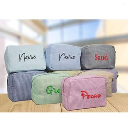 Cosmetic Bags Monogrammed Embroidered Name Bag Personalised Makeup Case Bridesmaid Wedding Birthday Graduation Gift Travel Toiletry