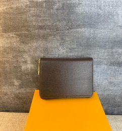 Echte Leder -Brieftasche mit Orange Box Klassiker Single Reißverschluss Zippy Wallet Männer Frauen Lange Geldbörse Designer Coin -Geldbeutelhalter C6306385