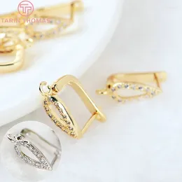 Stud Earrings (2506)4PCS 11x12MM 24K Gold Colour Brass With Zircon Earring Clasp High Quality Jewellery Making Findings Accessories