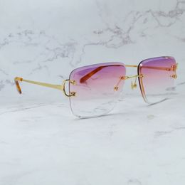 Diamond Cut Sunglasses Mens Accessories Luxury Designer Carter Rimless Classic Sun Glasses Women Vintage Shades Eyewear 828 Big Mens Eyewear