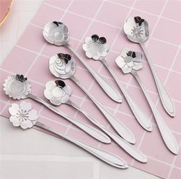 Fancy Flower Spoon Stainless Steel Silver Spoon Shiny Polish Metal Coffee Dessert Spoon 7 Designs Available2779407