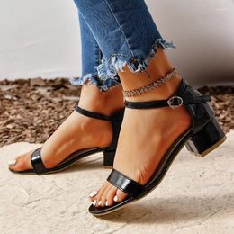 Dress Shoes Beige Black Female Sandals 2024 Summer Office High Heels Buckle Strap Pumps Casual Comfortable Women Plus Size 35-42