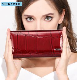 VICKAWEB Magnetic Hasp Wallet Women Genuine Leather Wallet Female Fashion Women Wallets Long Womens Wallets and Lady Coin Purses C2383215