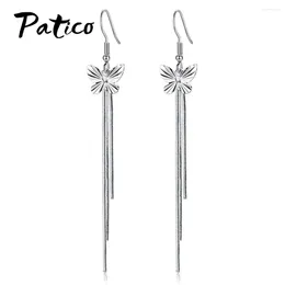 Dangle Earrings Top Brand Long Tassel 925 Sterling Silver Drop For Women Cartilage Piercing Earings Korean Trend Bowknot Design Jewellery