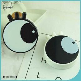 Sunglasses Cases New Design Lovely Black White Eye Round with Mirror Contact Lens Case for Kit Holder Lenses Container Box Y240416