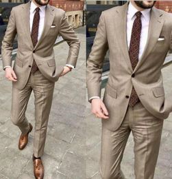 Dark Khaki mens tuxedos costume handsome wedding suits for men British style custom made Costumes pour hommes Blazer JacketPant1846731