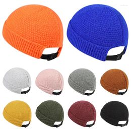 Berets 2024 Winter Beanie Hats Men Women Spring Autumn Landlord Hat Adjustable Hip Hop Brimless Knitted Woolen Docker Cap