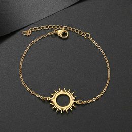 Bangle Stainless Steel Bracelets Bohemian Circle Hollow Out Round Fashion Chain Charm Bracelet For Women Jewelry Party Friend Best GiftL240417