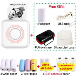 Pocket Thermal Printer Bluetooth 200dpi Po Label Memo List No Ink Printing Wireless Portable Mini Printer with PU Travel Case 240417