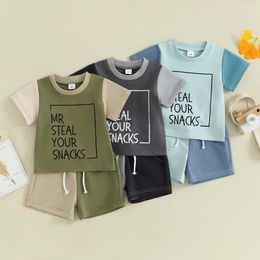 Clothing Sets Lioraitiin Toddler Baby Boy Summer Clothes Colour Block Short Sleeve T-Shirt Tops Solid Shorts Set 2Pcs Infant Causal Outfits