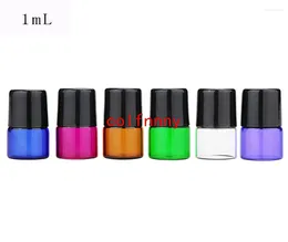 Storage Bottles 500pc 1ml 2ml Mini Roll On Roller For Essential Oil Roll-on Refillable Perfume Bottle Deodorant Container With Black Lid