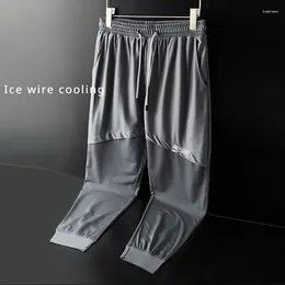 Men's Pants Summer Men Running Sport Ice Silk Fashion Thin Casual Outdoor Splicing Mesh Breathable Loose Fitness Harem Trousers