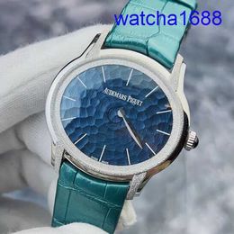 Swiss AP Wrist Watch Millennium Series Womens 77266BC Frost Gold Craft Blue Ripple dial with Pointer Design Automatic Mechanical Ladies Watch