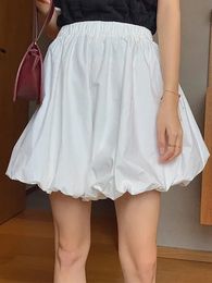 2023 Sweet Cotton Dress Shorts for Women Cute Mini Bud Skirt High Waist White Ball Gown Pleated Woman Black Pantskirt 240411