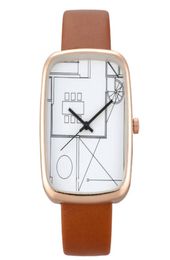 Creative Art Simple cwp Quartz Womens Watch WISH Fashion Rectangular Watches 36MM Diameter Wristwatches2604642