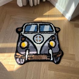 LAKEA Cartoon Bus Tufted Rugs Handmade Carpet Room Decor Kawaii Rug Small Rugs for Bedroom Cartoon Punch Needle Rug 240417