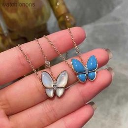 Luxury Top Grade Vancelfe Brand Designer Necklace Four Leaf Grass White Butterfly Necklace Womens 18k Rose Gold Classic High Quality Jeweliry Gift