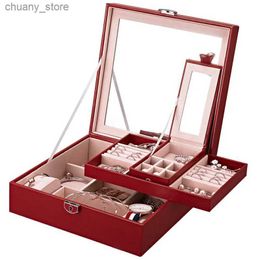 Accessories Packaging Organisers Jewellery Box Locked Jewellery Casket Portable Makeup Organiser Beauty Travel Box Necklace Holder Gift Large Capac Y240423 G242